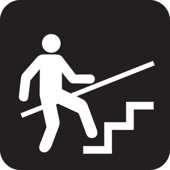 Tecknad bild på en person som går i trappor